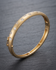 Flush-Set Diamond 925 Silver Gold-Plated Bangle | Bezel CZ Hinged Cuff Bracelet