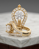 Gold-Plated 925 Silver Pear-Cut Halo Huggie Earrings | Pave CZ Teardrop Hoop Earrings