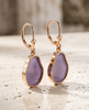 Rose Gold-Plated 925 Silver Purple Chalcedony Leverback Earrings | Organic Gemstone Drop Earrings