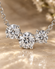 Three-Stone 925 Silver Pendant Necklace | Brilliant Round CZ Diamond Station Necklace