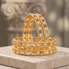 Open Wire Gold-Plated 925 Silver Bangles Set | Solitaire Stone Open Cuff Bangle