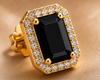 Noir Elegance Emerald-Cut Onyx & Gold Halo Pendant Set