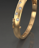 Flush-Set Diamond 925 Silver Gold-Plated Bangle | Bezel CZ Hinged Cuff Bracelet