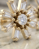 Gold-Plated 925 Silver Starburst Cluster Stud Earrings | Baguette and Round CZ Studs