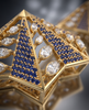Geometric Pyramid Sapphire and Diamond 925 Silver Statement Earrings | Luxury Pave-Set Dangle Earrings