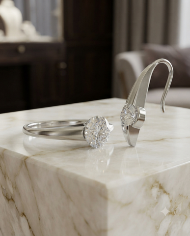 Gold-Plated 925 Silver Solitaire Drop Hook Earrings | Modern Bezel CZ Dangle Earrings