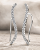 Gold-Plated 925 Silver Curved Ear Climber Earrings | Wavy Pave CZ Crawler Earrings