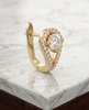 Gold-Plated 925 Silver Pear-Cut Halo Huggie Earrings | Pave CZ Teardrop Hoop Earrings