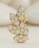 Gold-Plated 925 Silver Leaf Cluster Stud Earrings | Pave CZ Botanical Statement Earrings