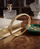 Flush-Set Diamond 925 Silver Gold-Plated Bangle | Bezel CZ Hinged Cuff Bracelet