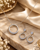 Half-Pave Open Circle 925 Silver Pendant Necklace & Matching Drop Earrings Set | CZ Jewelry Set