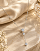 Bezel-Set CZ Y-Drop 925 Silver Station Necklace | Modern Lariat Pendant Necklace