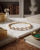 Gold-Plated 925 Silver Solitaire Station Bangle | Multi-Stone CZ Cuff Bracelet