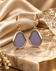Rose Gold-Plated 925 Silver Purple Chalcedony Leverback Earrings | Organic Gemstone Drop Earrings