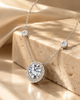 Round Halo Solitaire and Station 925 Silver Pendant Necklace | Pave CZ Diamond Necklace