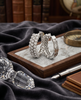 Triple-Row Pave-Set CZ 925 Silver Huggie Hoop Earrings | Wide Diamante Statement Hoops