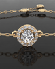 Gold-Plated 925 Silver Halo Solitaire Chain Bracelet | Dainty CZ Diamond Station Bracelet