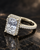 Radiant-Cut Halo Pave Band 925 Silver Ring | Luxury Rectangular CZ Engagement Ring