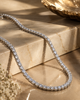 Classic Prong-Set 925 Silver Tennis Necklace | Brilliant Round CZ Diamond Line Necklace