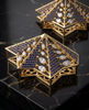Geometric Pyramid Sapphire and Diamond 925 Silver Statement Earrings | Luxury Pave-Set Dangle Earrings