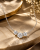 Three-Stone 925 Silver Pendant Necklace | Brilliant Round CZ Diamond Station Necklace