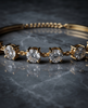 Gold-Plated 925 Silver Solitaire Station Bangle | Multi-Stone CZ Cuff Bracelet