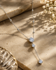 Bezel-Set CZ Y-Drop 925 Silver Station Necklace | Modern Lariat Pendant Necklace