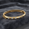 Flush-Set Diamond 925 Silver Gold-Plated Bangle | Bezel CZ Hinged Cuff Bracelet