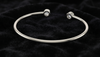 Minimalist Bezel Solitaire Open Cuff 925 Silver Bangle | Adjustable Open-End Bracelet