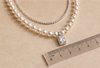 Timeless Double-Strand Ivory Pearl Necklace & Emerald-Cut Halo Stud Earring Set