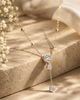 Bezel-Set CZ Y-Drop 925 Silver Station Necklace | Modern Lariat Pendant Necklace