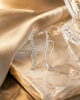 Gold-Plated 925 Silver Curved Ear Climber Earrings | Wavy Pave CZ Crawler Earrings