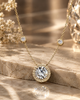 Round Halo Solitaire and Station 925 Silver Pendant Necklace | Pave CZ Diamond Necklace