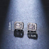 Emerald Cut Diamond Halo Stud Silver Earrings
