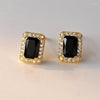 Vintage Style Black Gemstone Halo Earrings