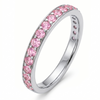 Elegant Pink Stone Stacking Ring – Tri-Color Metal Collection