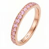 Elegant Pink Stone Stacking Ring – Tri-Color Metal Collection