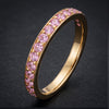 Elegant Pink Stone Stacking Ring – Tri-Color Metal Collection