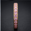 Elegant Pink Stone Stacking Ring – Tri-Color Metal Collection