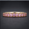 Elegant Pink Stone Stacking Ring – Tri-Color Metal Collection