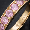 Elegant Pink Stone Stacking Ring – Tri-Color Metal Collection