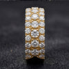 Heavy 3-Row Prong-Set Statement Ring Series - Tri-Color