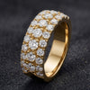 Heavy 3-Row Prong-Set Statement Ring Series - Tri-Color